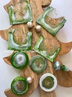 Unieke groen goud onderzetter groentinten glitter Epoxy Art, Ophalen, Nieuw, Glas of Kopje