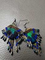 VINTAGE BOHO STIJL PAUW VEREN OORBELLEN PAUWVEREN OORHANGERS, Sieraden, Tassen en Uiterlijk, Oorbellen, Ophalen of Verzenden, Zo goed als nieuw