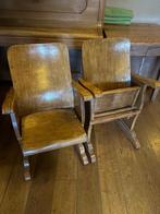4 Vintage houten theaterstoelen/bioscoopstoelen, Antiek en Kunst, Antiek | Meubels | Stoelen en Banken, Ophalen