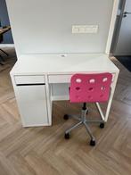 Ikea kinderbureau Micke  wit incl. Roze bureaustoel, Huis en Inrichting, Ophalen, Gebruikt, Bureau
