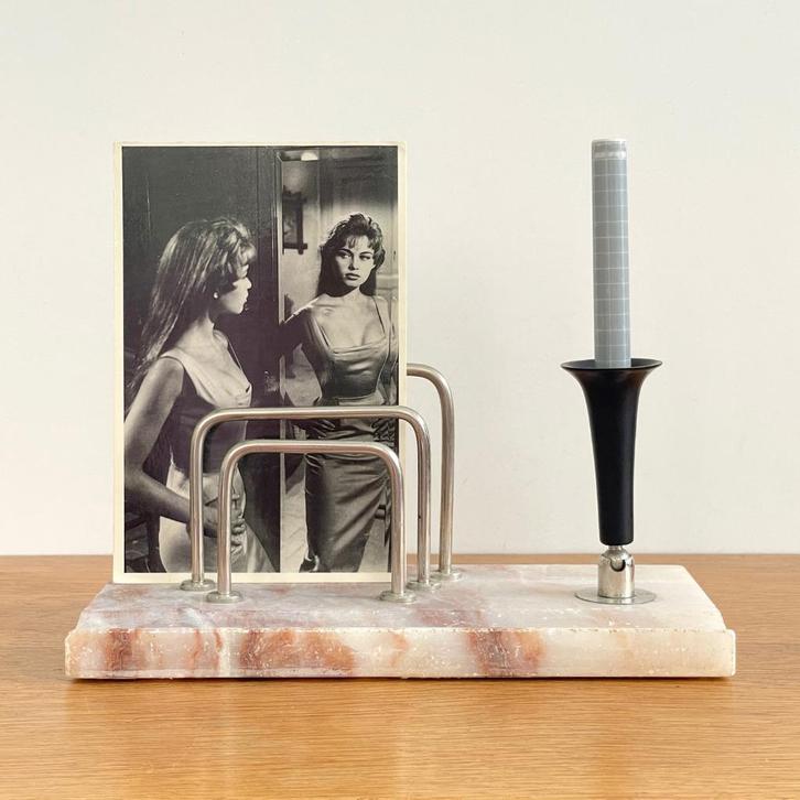 marmer vintage MidCentury BRIEVENSTANDAARD Deens natuursteen, Huis en Inrichting, Woonaccessoires | Overige, Gebruikt, Ophalen of Verzenden