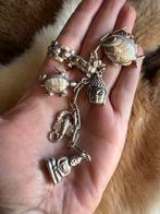 Sterling zilveren bedelarmband met 6 grote bedels., Ophalen of Verzenden, Zo goed als nieuw, Met bedels of kralen, Zilver