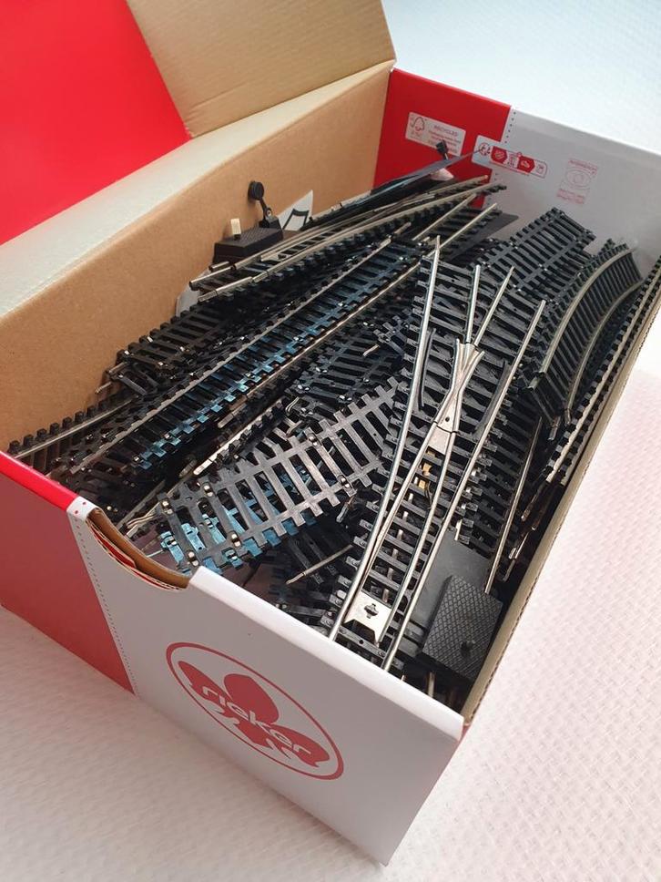 Schoenendoos vol Piko HO Rails, Hobby en Vrije tijd, Modeltreinen | H0, Gebruikt, Rails, Gelijkstroom of Wisselstroom, Piko, Ophalen of Verzenden