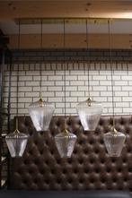 Sfeervolle 5 lichts hanglamp met geribbeld glas, Huis en Inrichting, Lampen | Hanglampen, Ophalen, Zo goed als nieuw, Glas