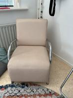 Ecru Kunstleren Fauteuil met Chromen Frame, Huis en Inrichting, Fauteuils, Ophalen, Minder dan 75 cm, Zo goed als nieuw, Metaal