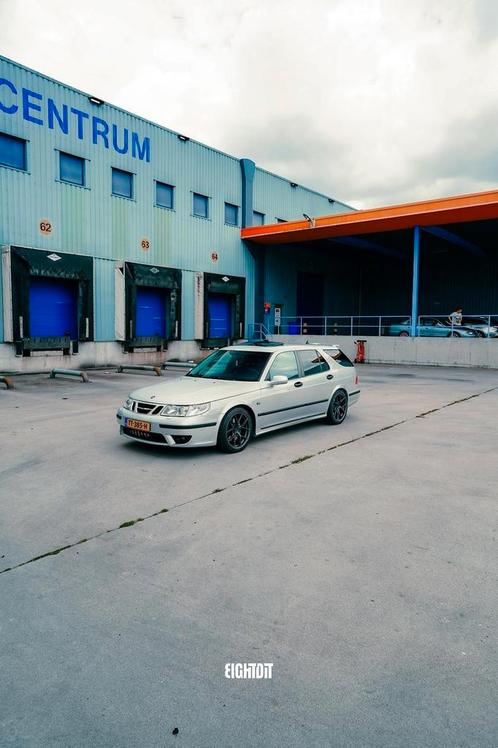 Saab 9-5 2.3 Turbo Aero Estate AUT 2004 Grijs, Auto's, Saab, Particulier, Saab 9-5, ABS, Airbags, Android Auto, Apple Carplay