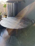 Mango Houten Eettafel + 4 Velvet Stoelen - Zwart, Ophalen, Gebruikt, Zwart, Vier
