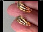 Geweldige vintage gouden creolen oorbellen drie colore 18 k, Verzenden, Zo goed als nieuw, Knopjes of Stekers, Goud