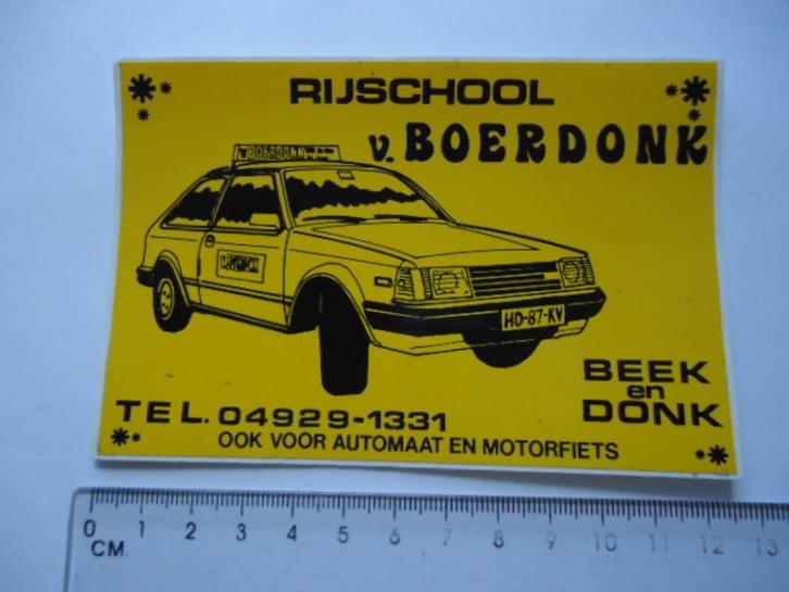 sticker oud BEEK EN DONK rijschool  v Boerdonk auto oldtimer, Verzamelen, Stickers, Zo goed als nieuw, Bedrijf of Vereniging, Verzenden