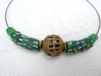 Ketting West-Afrikaanse handels kralen/trade beads (S-860b), Nieuw, Groen, Overige materialen, Ophalen of Verzenden