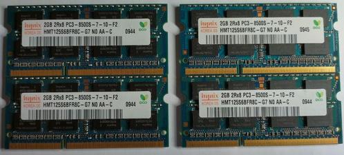 8GB DDR3 4x2GB PC3-8500S Hynix Sodimm 0944-45, Computers en Software, RAM geheugen, Gebruikt, Laptop, 8 GB, DDR3, Verzenden