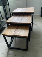 Driedelig metaal-houten salontafel te koop! Industriële look, Minder dan 50 cm, Minder dan 50 cm, Rechthoekig, Metaal