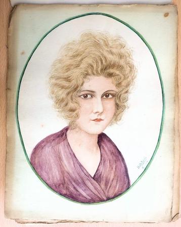 A385 H. ABAHOUNI 1918 Dame in lichtpaarse kledij beschikbaar voor biedingen