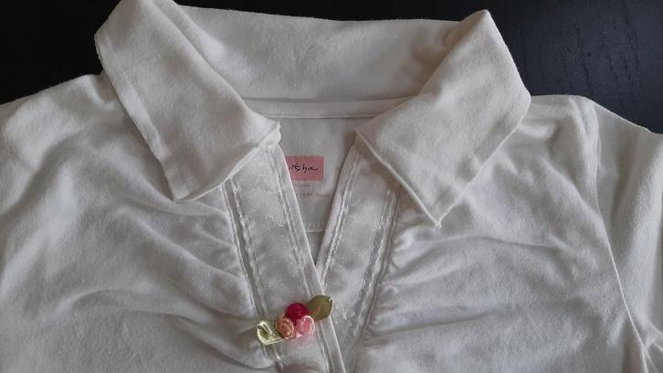 Lieve Geisha witte longsleeve mt 128 als nieuw!, Kinderen en Baby's, Kinderkleding | Maat 128, Zo goed als nieuw, Meisje, Jurk of Rok