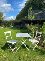 Witte tuinset bistroset wit houten tafel 2 stoelen, Tuin en Terras, Ophalen, Gebruikt, Hout, Inklapbaar