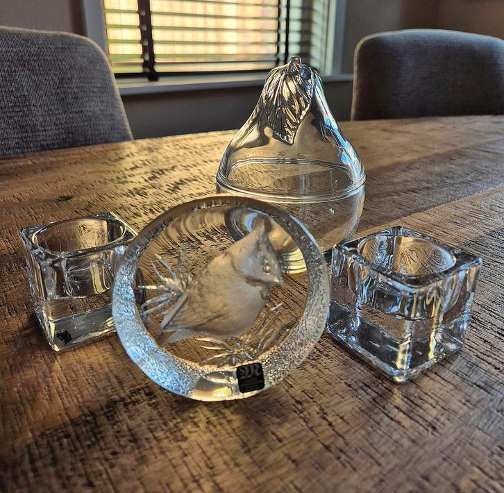 Set tafeldecoratie glas, Huis en Inrichting, Woonaccessoires | Kandelaars en Kaarsen, Zo goed als nieuw, Minder dan 25 cm, Overige materialen