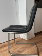 Stijlvolle zwarte lederen stoelen met rvs  frame, Ophalen, Gebruikt, Zwart, Modern / tijdloos