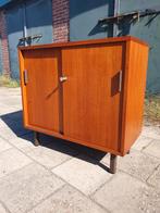 Vintage schuifdeur kast 78x39x75 hoog., Ophalen, Met deur(en), Teakhout, Zo goed als nieuw