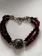 Prachtige verzilverde granaten Zeeuws knop armband, Verzenden, Zilver, Zilver