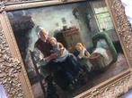 Schilderij Daan Muhlhaus Interieur Moeder Kind Hond Kinderen, Ophalen of Verzenden