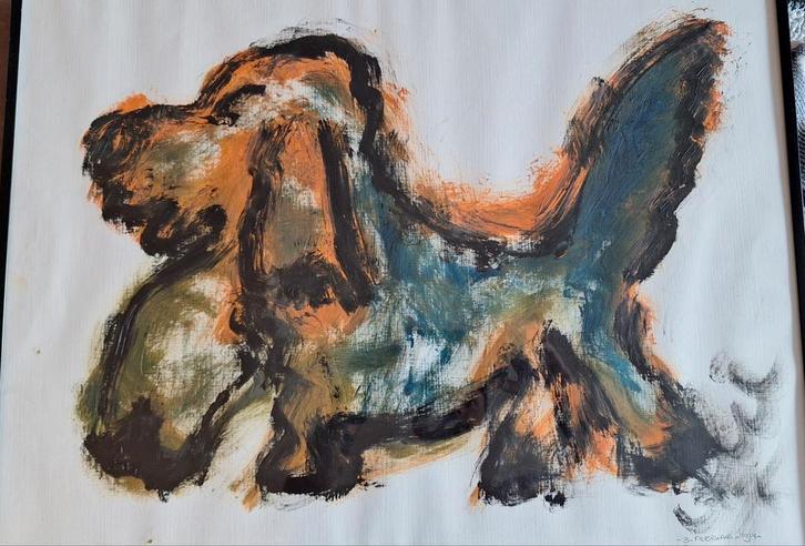 Abstract Hond Schilderij - 1914, Antiek en Kunst, Kunst | Schilderijen | Abstract, Ophalen of Verzenden