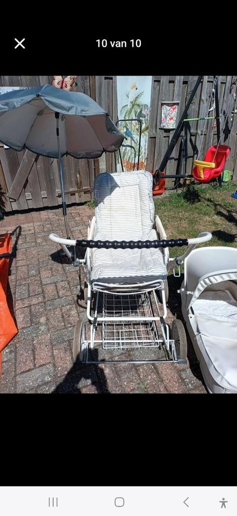 Vintage kinderwagen met reiswieg en parasol, Ophalen of Verzenden, Gebruikt