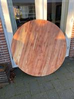Te koop massief acasia houten tafeblad rond diameter 143cm, Huis en Inrichting, Tafels | Eettafels, Ophalen, Zo goed als nieuw