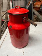 Vintage Rode Emaille Melkbus met Deksel, Antiek en Kunst, Ophalen