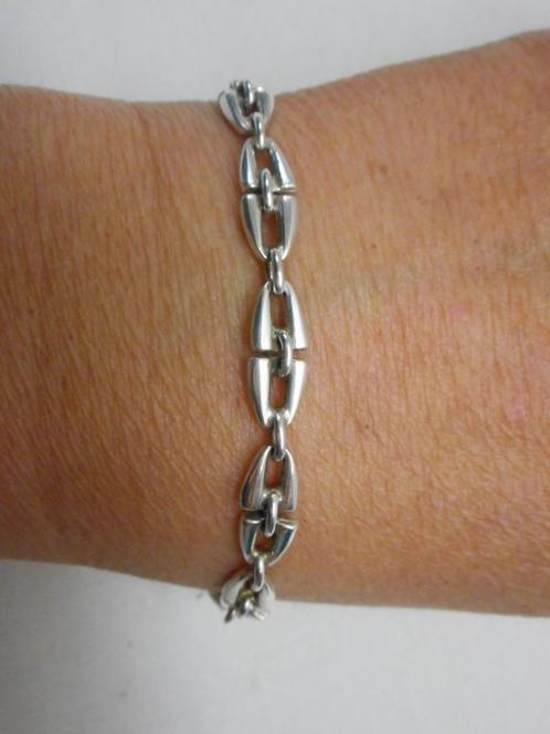 Zilveren vintage schakel armband nr.333, Sieraden, Tassen en Uiterlijk, Armbanden, Zo goed als nieuw, Zilver, Zilver, Verzenden