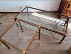 salontafelset – glas en messing., Ophalen, 50 tot 100 cm, Glas, Minder dan 50 cm