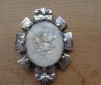 antiek zilveren broche met bloemen schilderij [214], Verzenden, Zilver, Broche