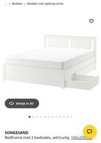 Ikea Songesand bed 140x200 met lattenbodem en lades, Huis en Inrichting, Slaapkamer | Bedden, Ophalen, Wit, Tweepersoons, 140 cm