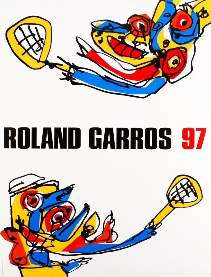 Antonio Saura - Roland Garros 1997 - Litho, Antiek en Kunst, Kunst | Litho's en Zeefdrukken, Ophalen of Verzenden