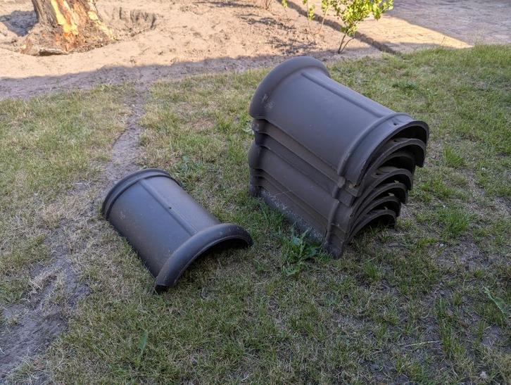 6 nokpannen antraciet – ongebruikt, B-keus, Doe-het-zelf en Verbouw, Dakpannen en Dakbedekking, Nieuw, Dakpannen, Steen of Klei