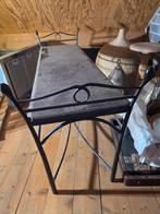 Leuk  houten bankje met metaal., Ophalen, Minder dan 50 cm, 125 cm of meer, Metaal