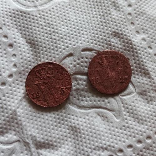 Halve (1/2) Cent 1827 B (Brussel) en 1837 (Geen Fraaie), Postzegels en Munten, Munten | Nederland, Setje, Overige waardes, Koning Willem I