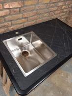 Keukenblad met spoelbak 1100x650mm, Huis en Inrichting, 100 tot 150 cm, Zwart, Ophalen of Verzenden, Zo goed als nieuw
