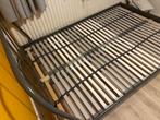 Metalen bedframe (140x200cm) donkergrijs incl. lattenbodems, Ophalen, Gebruikt, Tweepersoons, 140 cm