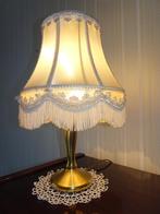 Schemerlamp Tafellamp goudkleurige voet lampenkap met franje, Gebruikt, Ophalen, Klassiek