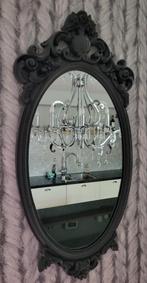 Ovale antieke kuifspiegel 70x35 cm antraciet, Ophalen, Ovaal, Minder dan 100 cm