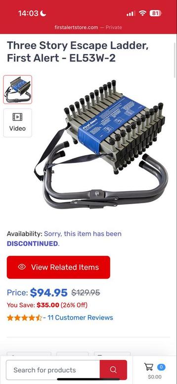 First Alert Brandladder EL53WE-2 - als nieuw! beschikbaar voor biedingen