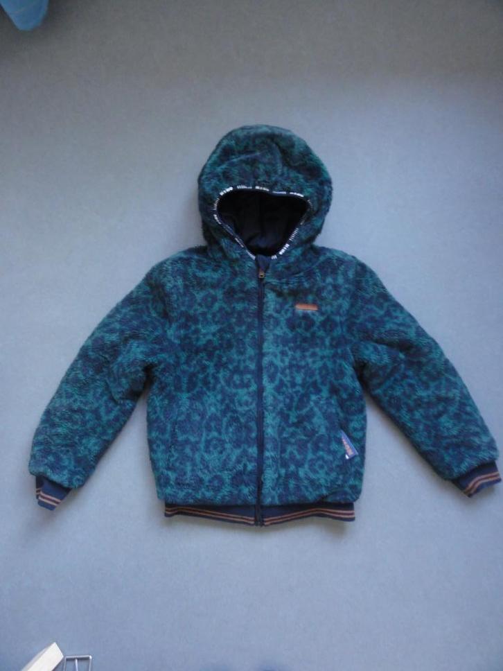 Nono winterjas reversible teddy jas groen en blauw 134/140, Kinderen en Baby's, Kinderkleding | Maat 134, Zo goed als nieuw, Meisje