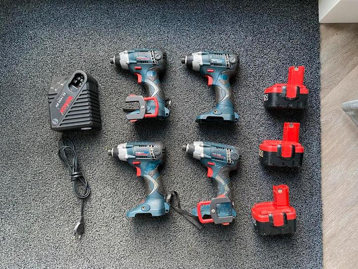 Bosch GDR 14,4V Slagschroevendraaiers (4x), Doe-het-zelf en Verbouw, Gereedschap | Boormachines, Gebruikt, Boor- en Schroefmachine