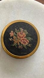 Vintage poederdoos met rozen, Ophalen of Verzenden