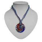 Ketting met glashanger bij Stichting Superwens!, Sieraden, Tassen en Uiterlijk, Kettingen, Nieuw, Overige materialen, Blauw, Ophalen of Verzenden