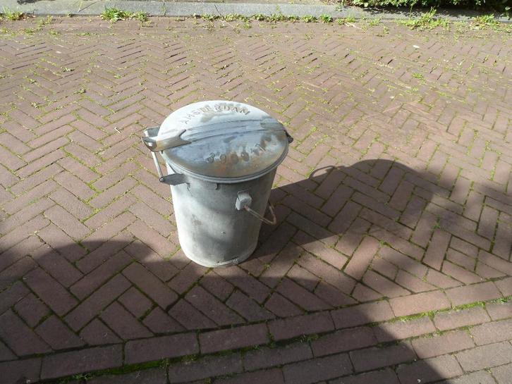 Zinken vuilnisbak gemeente Amsterdam6, Verzamelen, Retro, Huis en Inrichting, Ophalen
