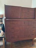 Scandinavisch secretaire in teak en teakfineer., Huis en Inrichting, Kasten | Secretaires, Ophalen, Gebruikt