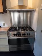 Rvs gasfornuis met afzuigkap, msystem, 6 pitten, grote oven, Ophalen, Gebruikt, 50 tot 100 cm, Minder dan 100 cm