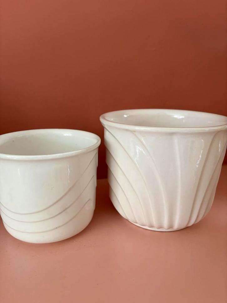 West Germany Bloempotjes - Set van 2, Tuin en Terras, Bloempotten, Gebruikt, Aardewerk, Binnen, Minder dan 40 cm, Minder dan 25 cm