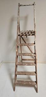 Vintage houten schilderstrap retro plantenetagère plantenste, Doe-het-zelf en Verbouw, Ladders en Trappen, Ophalen, Gebruikt, Trap